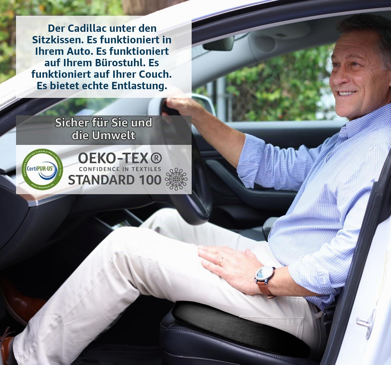 ComfiLife - Verbessertes Gel-Sitzkissen, rutschfest, orthopädisches Gel und Memory-Schaum, Steißbein-Schmerzlinderung, Rücken- und Ischias-Schmerzlinderung