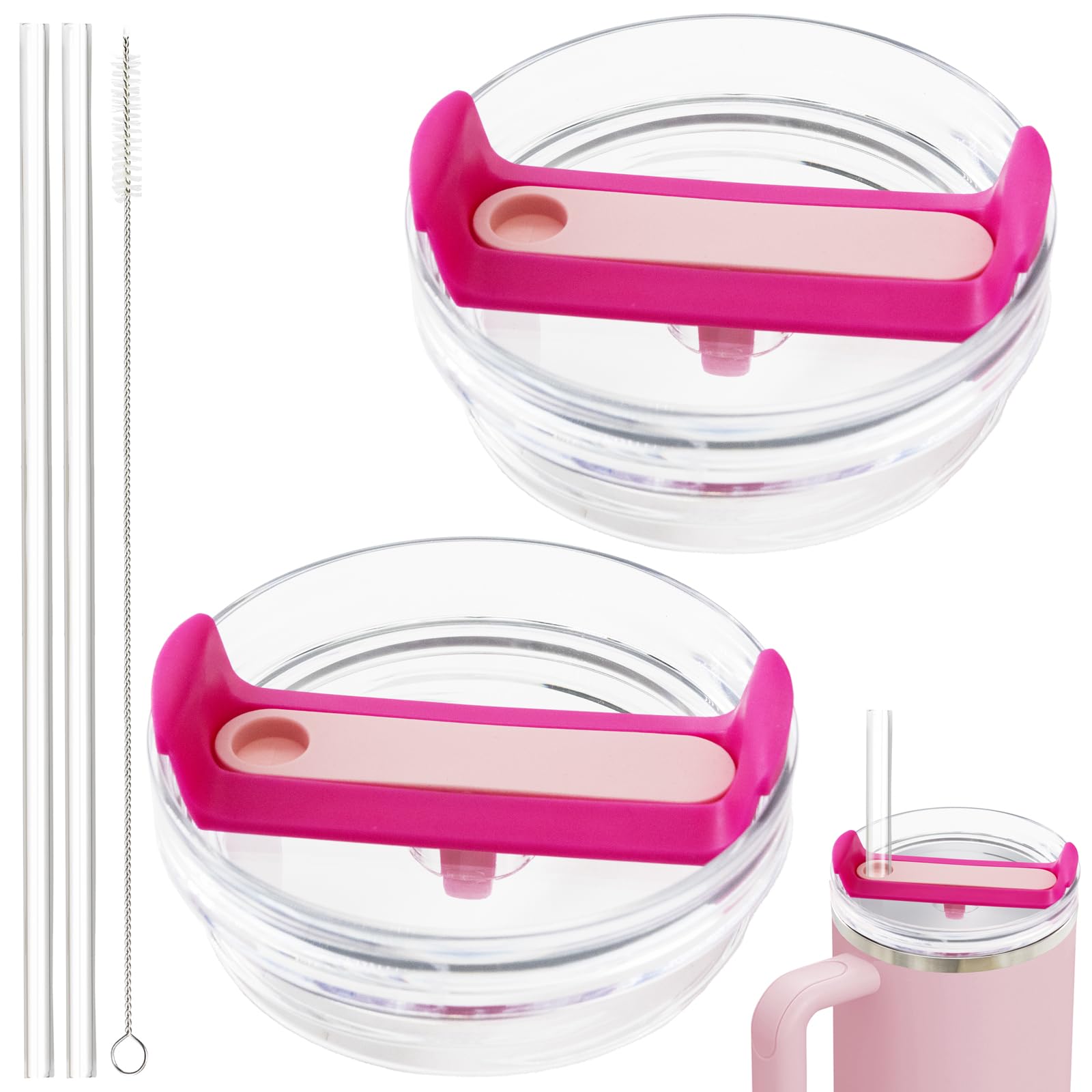 Couvercle pour Stanley 1200 ml idéal au bureau ou sport avec paille rose