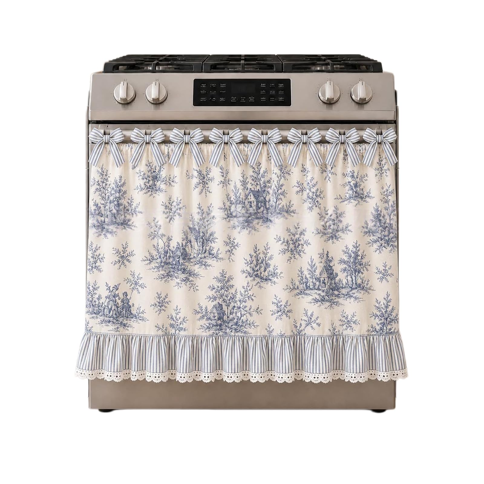 APGLSXY Functional Oven Door Cover Stove Skirt Curtain with Storage Pocket Adjustable Ribbon for Easy Installation on Appliances Dishwasher Curtain