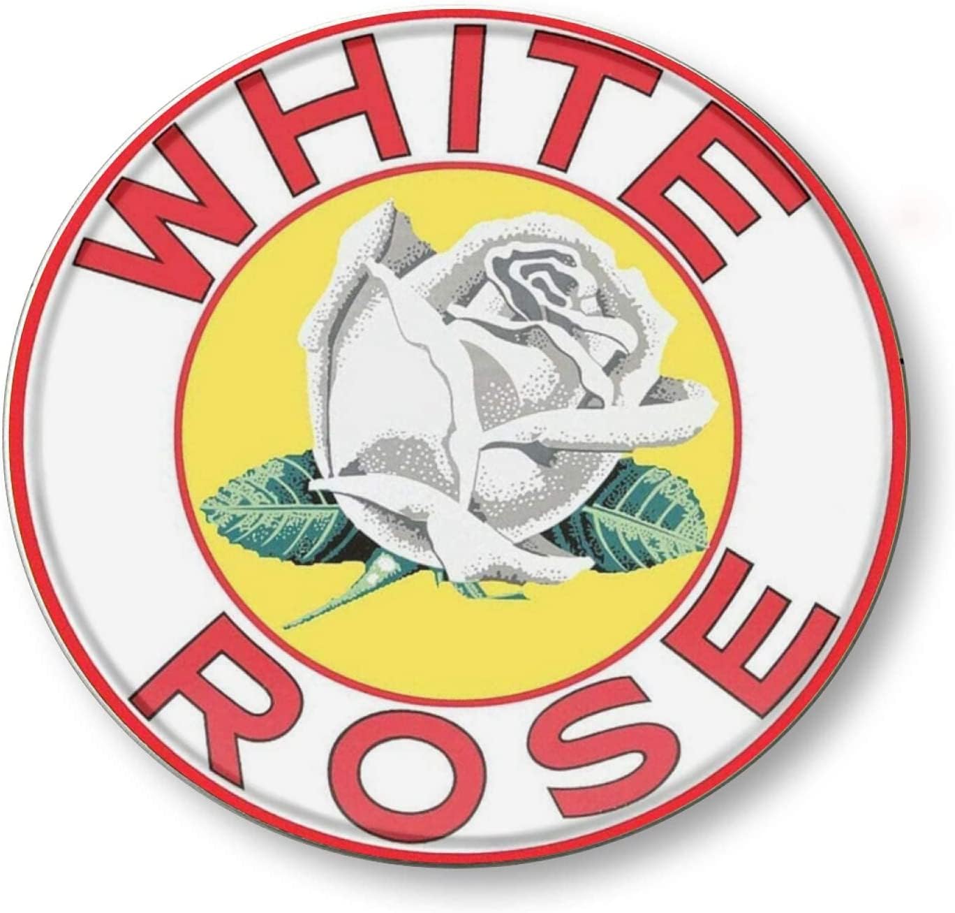 Round Metal Tin Sign Rustic Wall Decor White Rose Wreath Sign Wall Hanging Plaque Farmhouse Parlor Home Garden Porch Wall Decor 12x12inch
