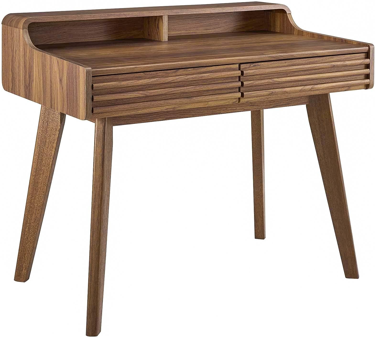 Render Mid-Century Modern Writing Desk in Walnut
