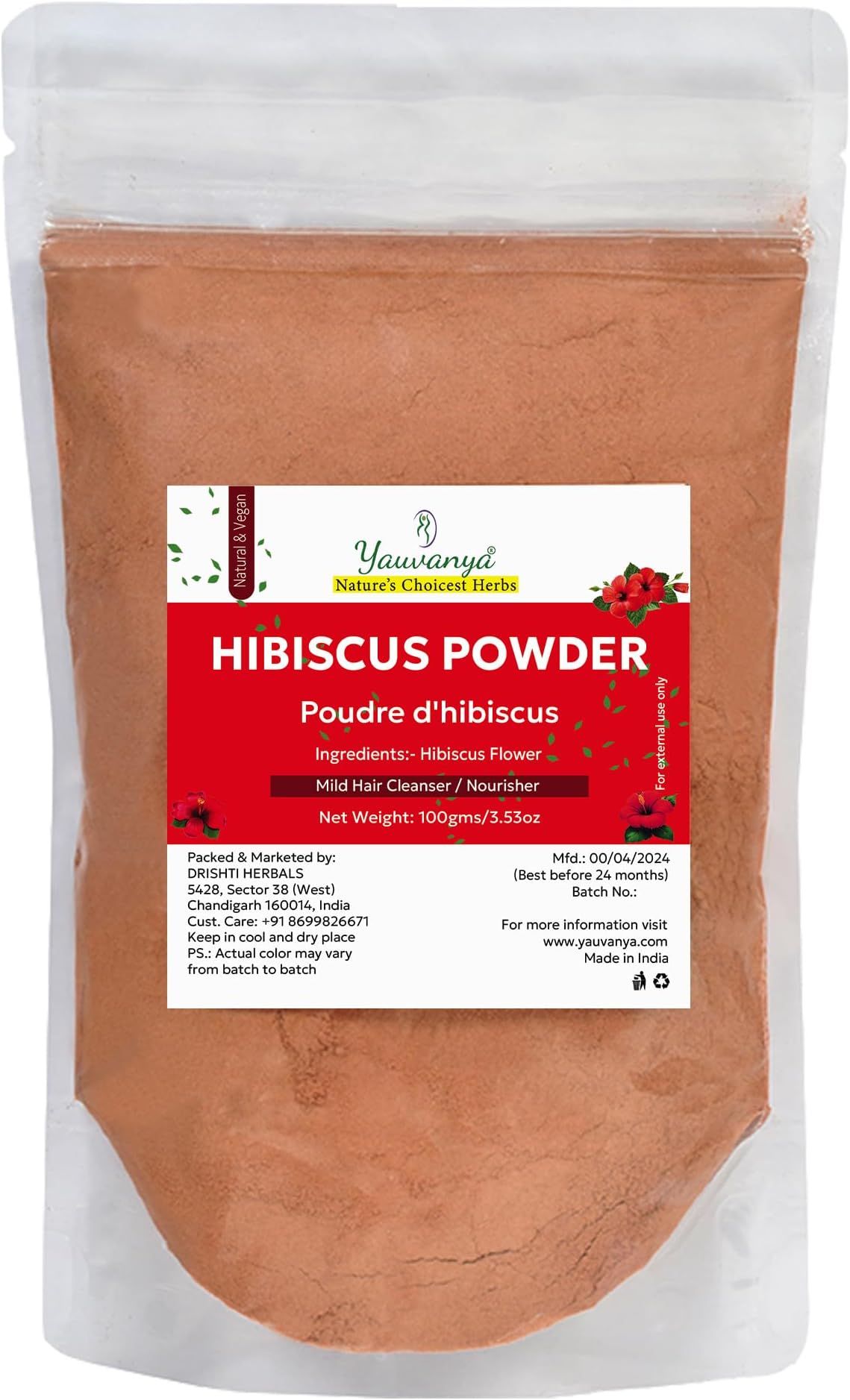 Yauvanya Pure Hibiscus Powder - 100 Gms