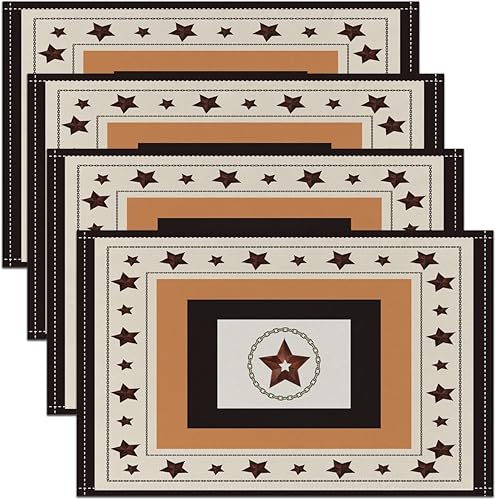 Miniatura 5 de jejeloiu Juego de 4 manteles individuales de piel de vaca, con estampado de piel de animal y vida silvestre occidental, manteles individuales con