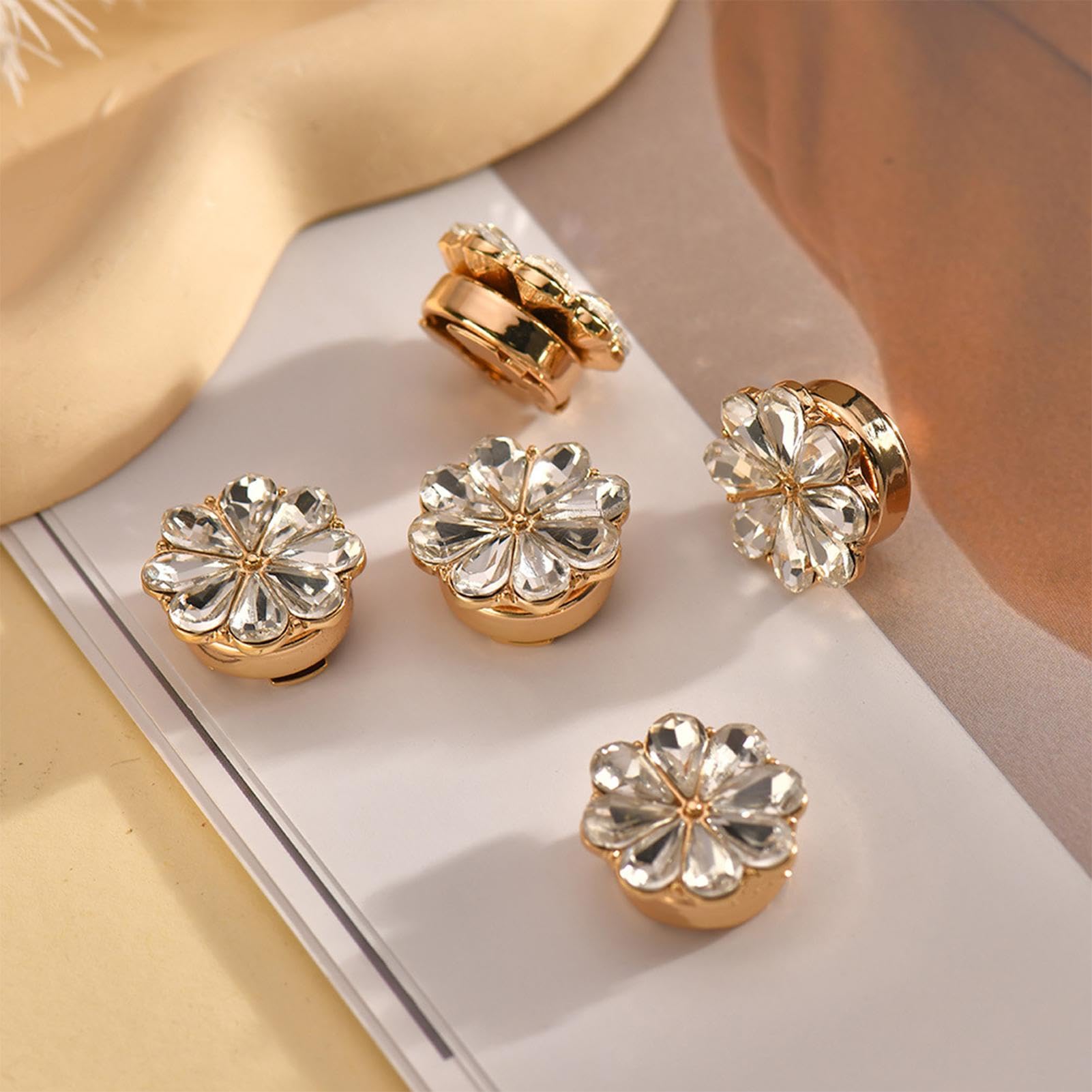 Knopenhoezen voor vrouwen, knoophoezen, 6 stuks afneembare strass
