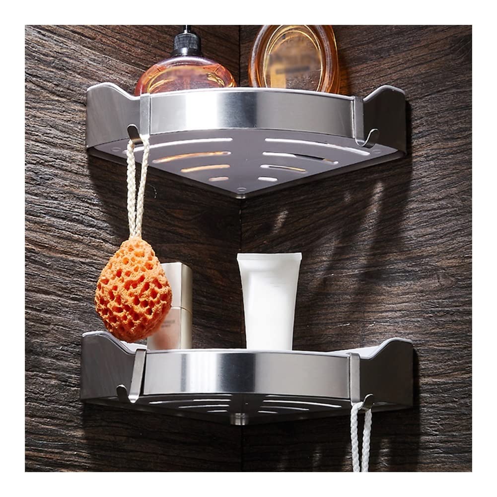 Estantes de baño exquisitos Caddy de ducha de acero inoxidable dorado y baño de plástico ABS, estante de carrito de ducha triangular de montaje en pared de níquel cepillado, accesorios de baño Estante