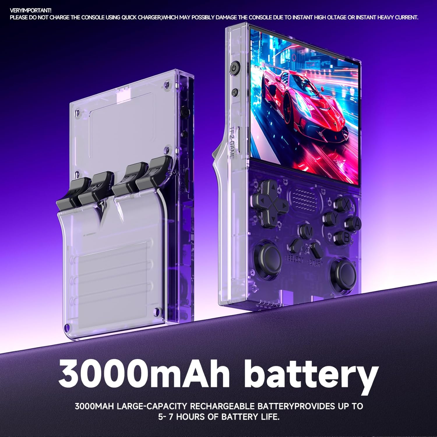 R40 Retro Handheld Game Console - Open Source System,3.5" IPS Screen, 18,000+ Classic Games, 128G TF Card, 3000mAh Battery, Portable Gaming Player for Travel, Retro Gaming Console, Purple
