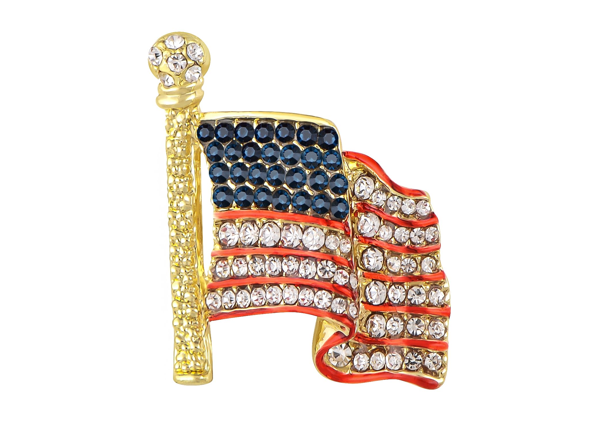 Alilang Silver Tone Crystal Rhinestone 4th of July American USA Flag Patriotic Pin Brooch
