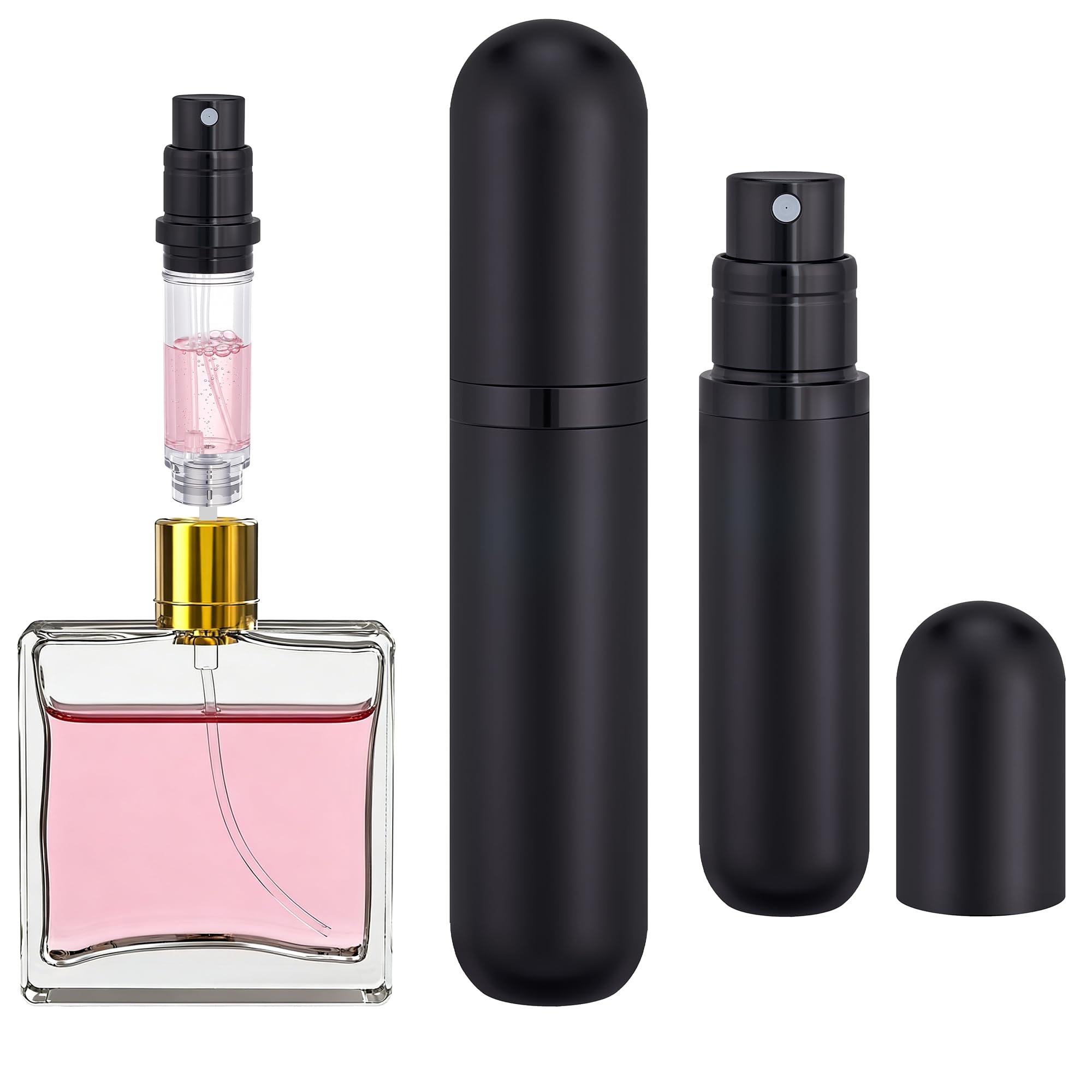 5ml Perfume Atomizer Refillable Spray Bottle Atomiser for Travel (Black)