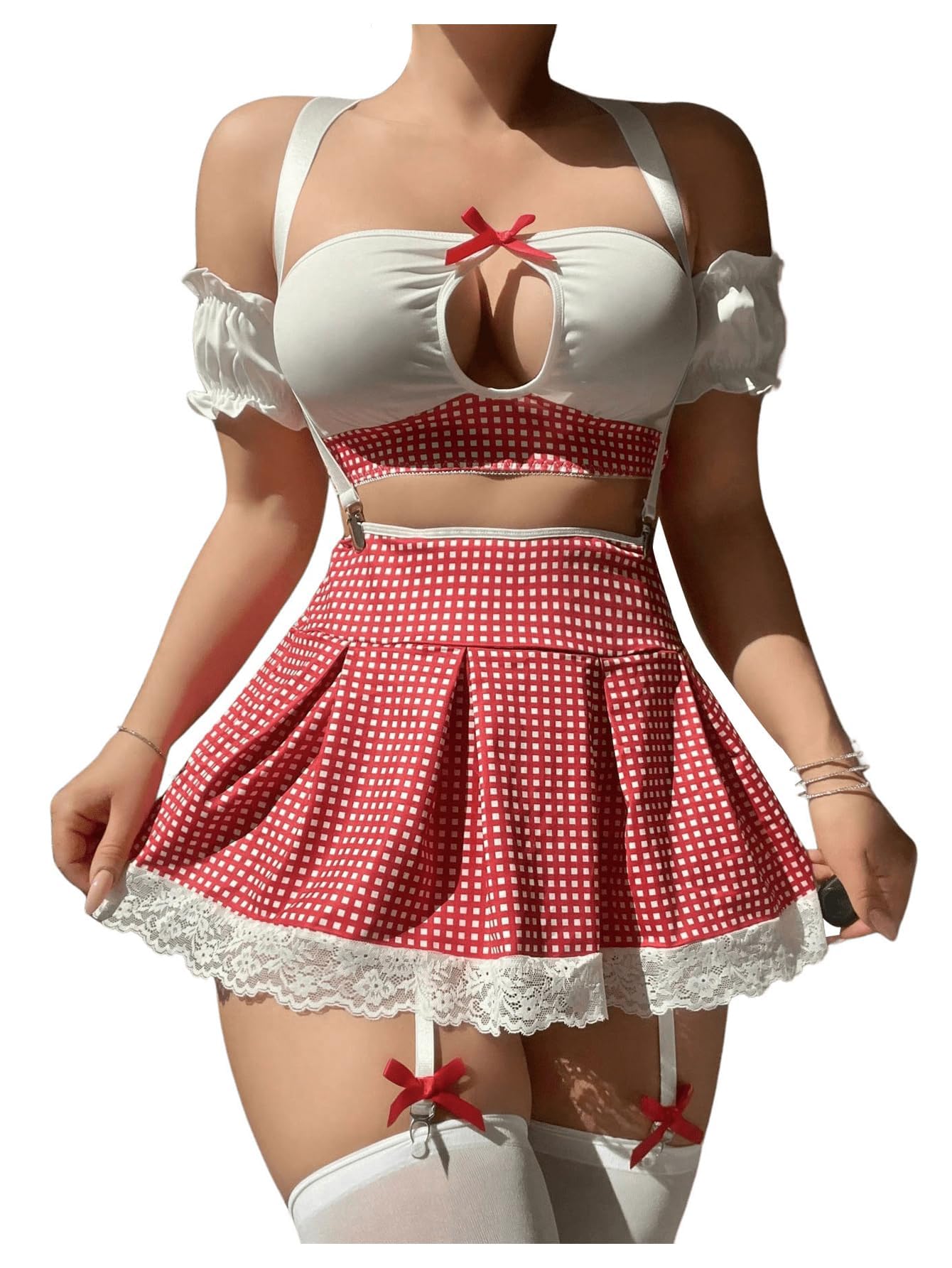 GirlFriend Garter Lingerie Babydoll with Stockings