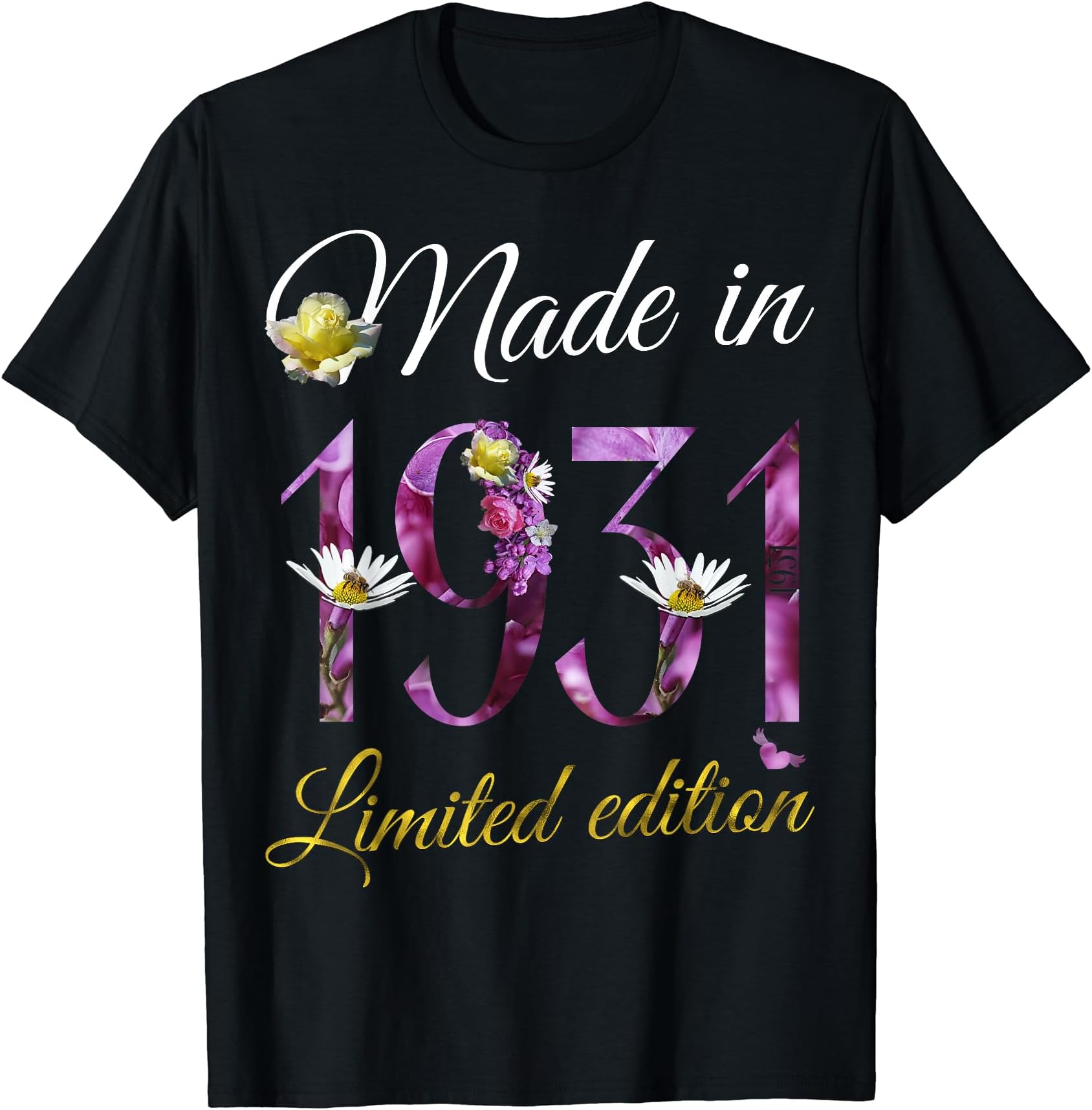 92nd Birthday Vintage 1931 Gifts Tee by Alice RonMade in 1931 Tee 92 Year Old Floral 1931 92nd Birthday Gift T-Shirt