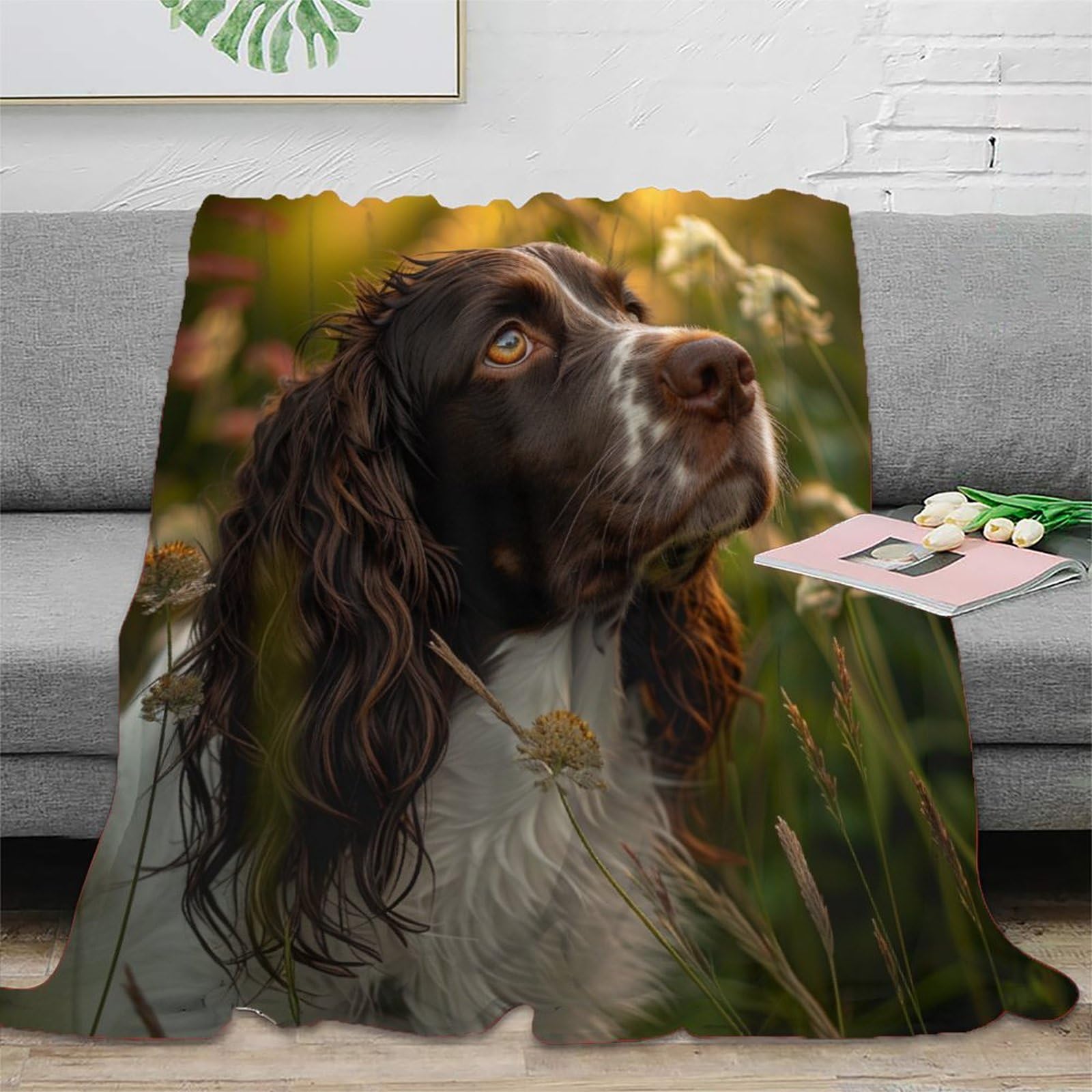 3D Printed Springer Spaniel Throw Blanket Fluffy Soft Cozy Super Soft Cozy Fuzzy Warm Throws with Anti-wrinkle/anti-tarnishing Lightweight Kids Boys Girls Christmas Birthday Present Present 70x80inch(