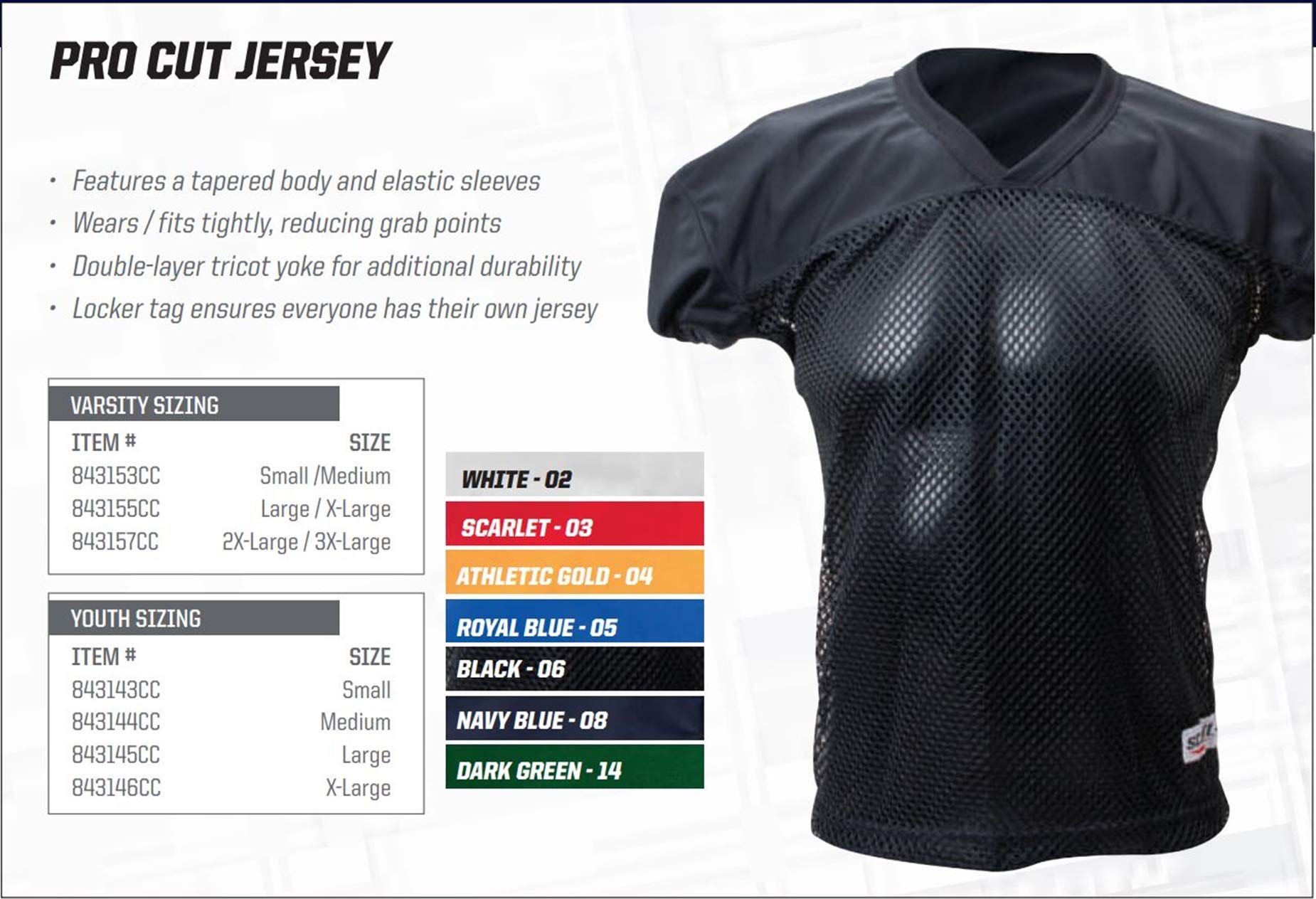 Schutt Sports Procut Youth Football Jersey, Royal Blue, X-Large