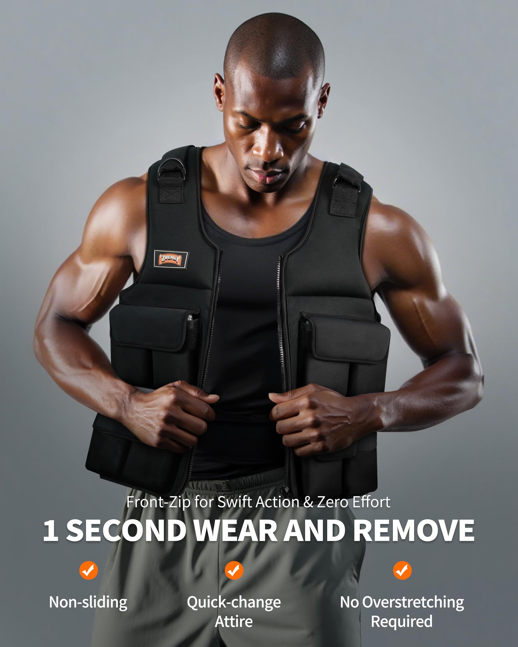 Adjustable Weighted Vest with Shoulder Pads - Adjustable Size & Weight - 10/15/20/30/40/50/80lbs Body Weight Vest for Men & Women 50Lb