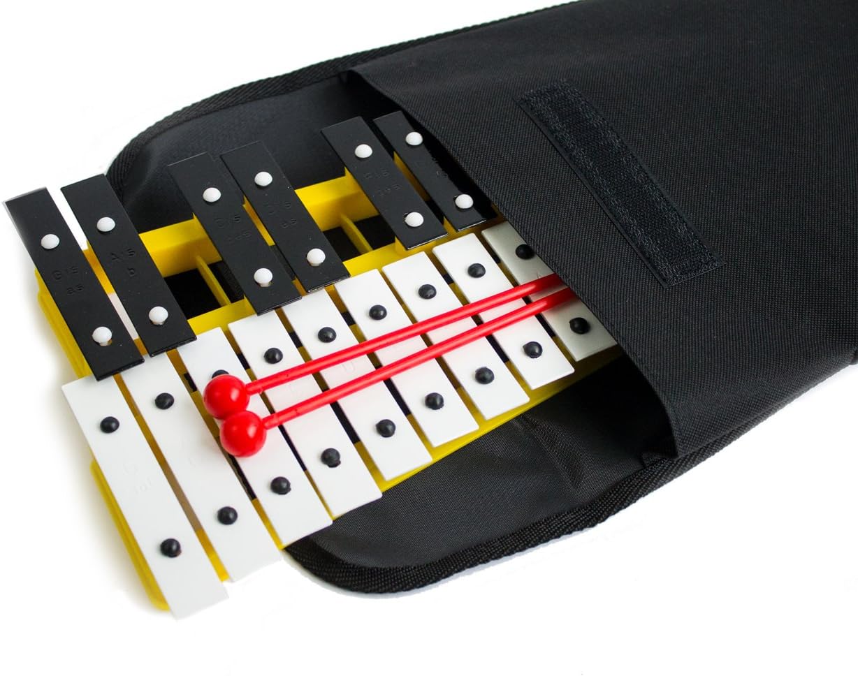 ProKussion School Series 27 Key Glockenspiel Xylophone with Deluxe Soft Carry Case (Yellow