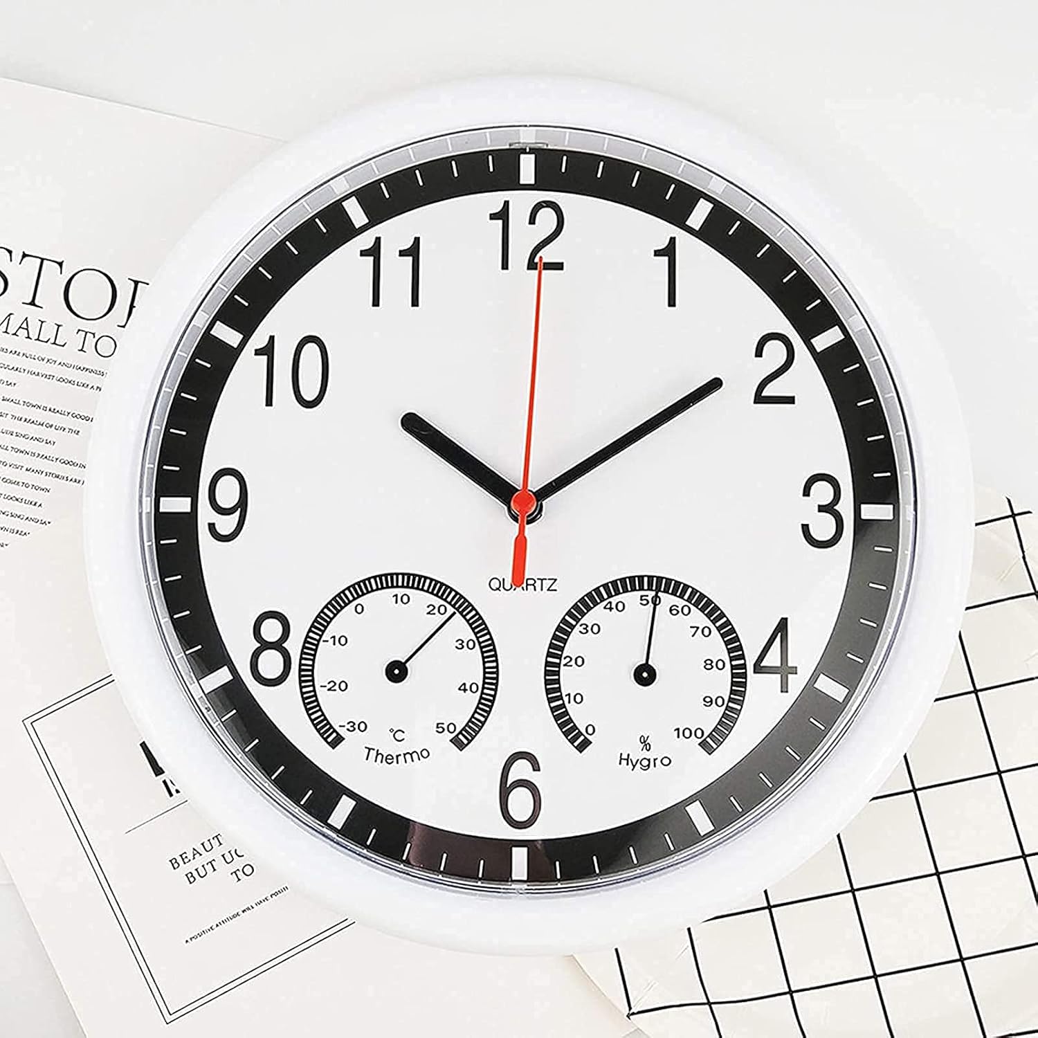 10 Inch Large Outdoor Wall Clock with Hygrometer Thermometer Outdoor Clock Garden Quiet Battery Operated Quartz Wall Clock