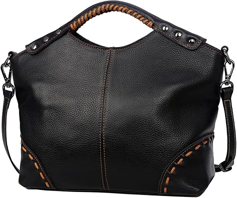 HESHE Leather Satchel Bags for Women Designer Crossbody Bag Tote Purses with Compartments Womens Top Handle Handbags