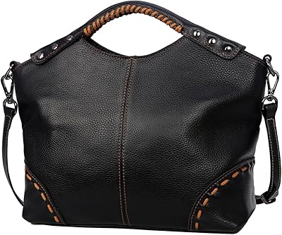 HESHE Tote Bag for Women Top Handle Hobo Purse Leather Purses and Handbags Cross Body Bags (Black)