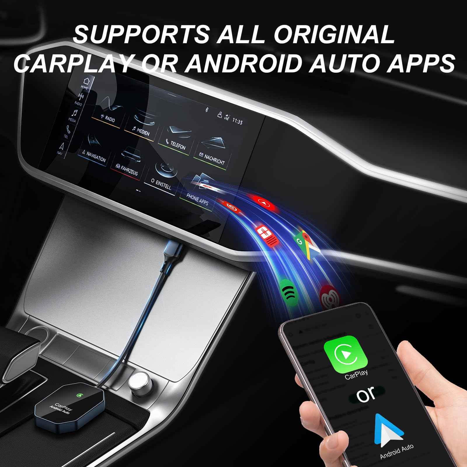 Wireless CarPlay Adapter for Apple CarPlay, Easily to Upgrade Wired to Wireless, Instant Connect, Plug and Play Car Play Dongle for iPhone & Android Fit for Cars with Built-in CarPlay