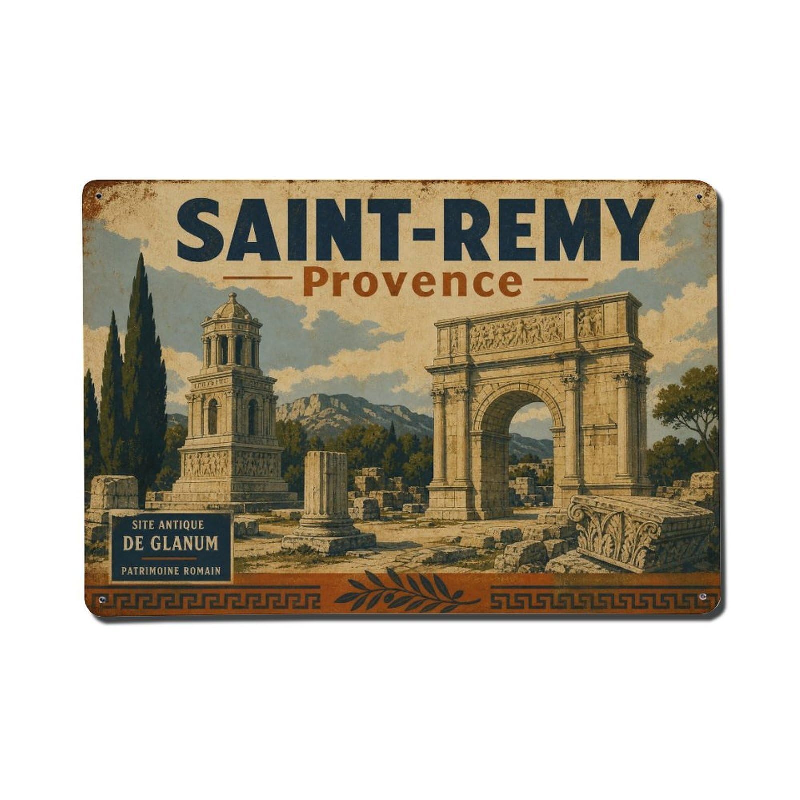 Gead 8X12inch Style Vintage Travel Saintes Provence Glanum Metal Tin Sign