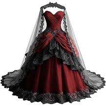 TRHTX Gothic Tulle Wedding Dresses with Cape Black Lace Bridal Gown