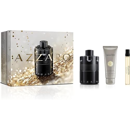 Azzaro The Most Wanted Eau de Parfum Intense 3-Piece Set ($195 Value) — Cologne for Men —Fougère Woody Fragrance, 3.4 fl oz & 0.34 fl oz Travel Size Spray, Hair & Body Wash