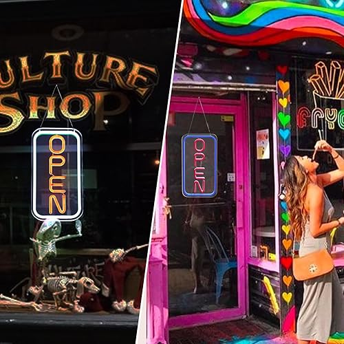 Miniatura 2 de Hujemama Letrero de neón LED para decoración de pared, tienda de luz de neón OPEN para negocios, letreros de luz de neón para bar, fiesta, garaje,