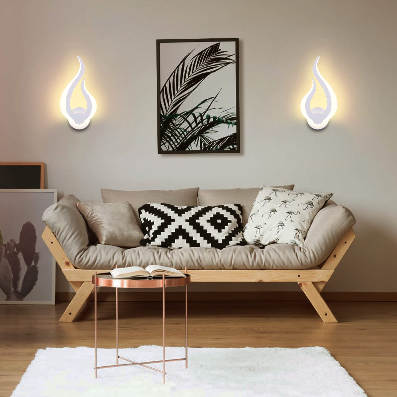 Lightess 2 Piezas Apliques de Pared LED Regulable Inteligente 2.4G Lámpara de Pared Control de Aplicaciones y Control Remoto Luz Interior Moderna Brillo Ajustable para Sala, Escalera, (2700K-6500K) | Luz de Pared 2.4G, 2700K-6500K Brillo Ajustable, Contro