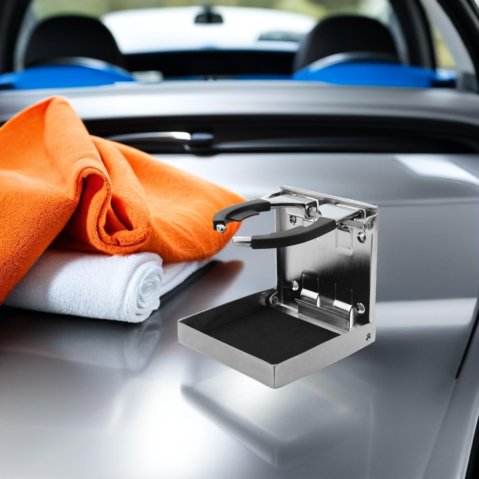 Ciieeo Porte-Gobelet Pliable en Acier Inoxydable Petit Format Support Réglable pour Bouteilles et Gobelets Vis de Fixation pour Bateaux Camping-Cars et Véhicules de Loisirs