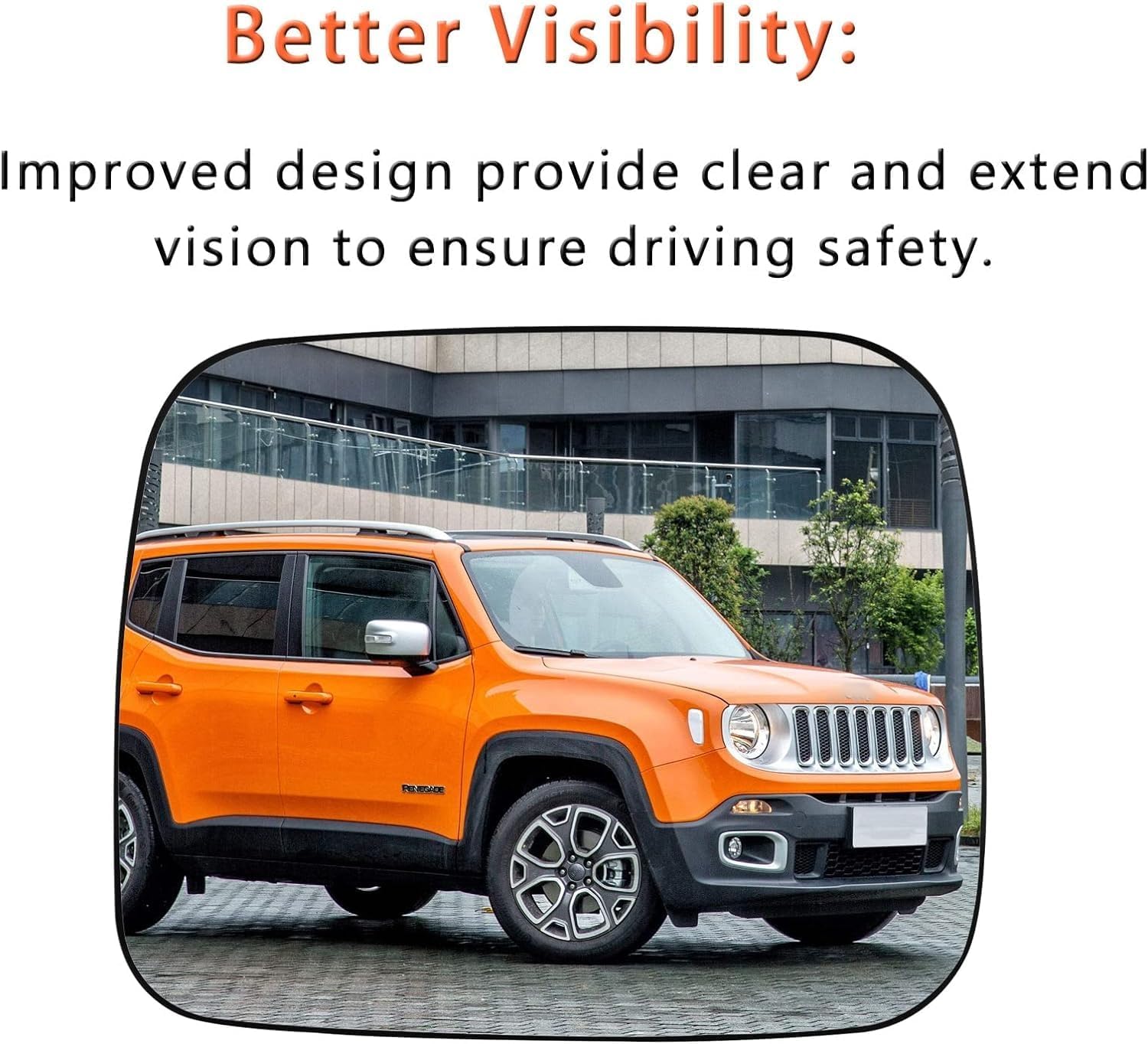 Driver Side Mirror Replacement for Jeep Renegade 2014 2015 2016 2017 2018 2019 2020, Power Heated Left Exterior Side Rearview Mirrors Glass, with Backing Plate and Rear Holder