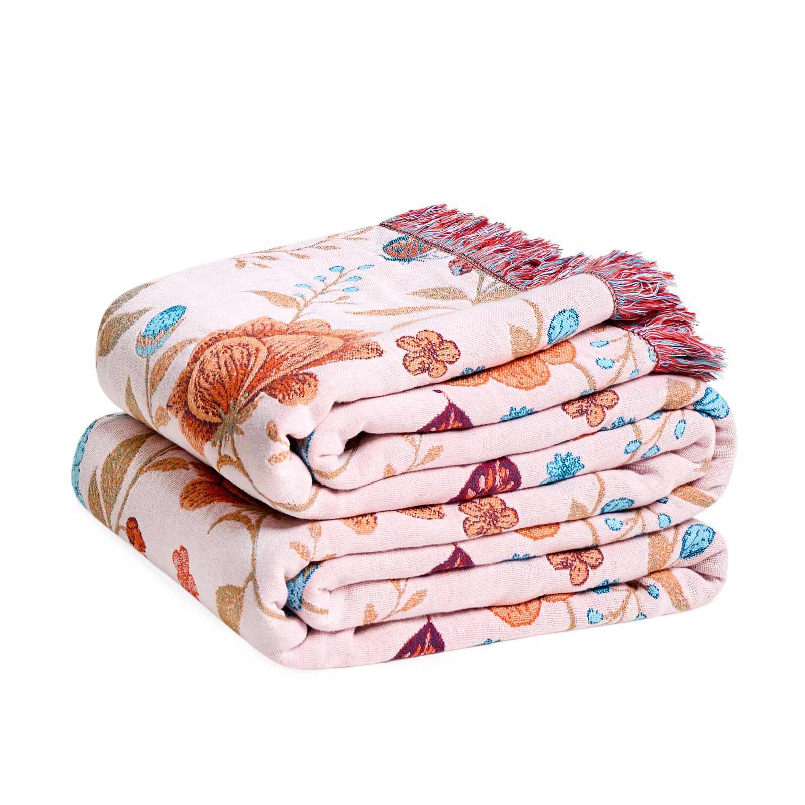 LUTBM Boho Throw Blanket for Couch 50"x60", Cotton Decorative Bed Throw