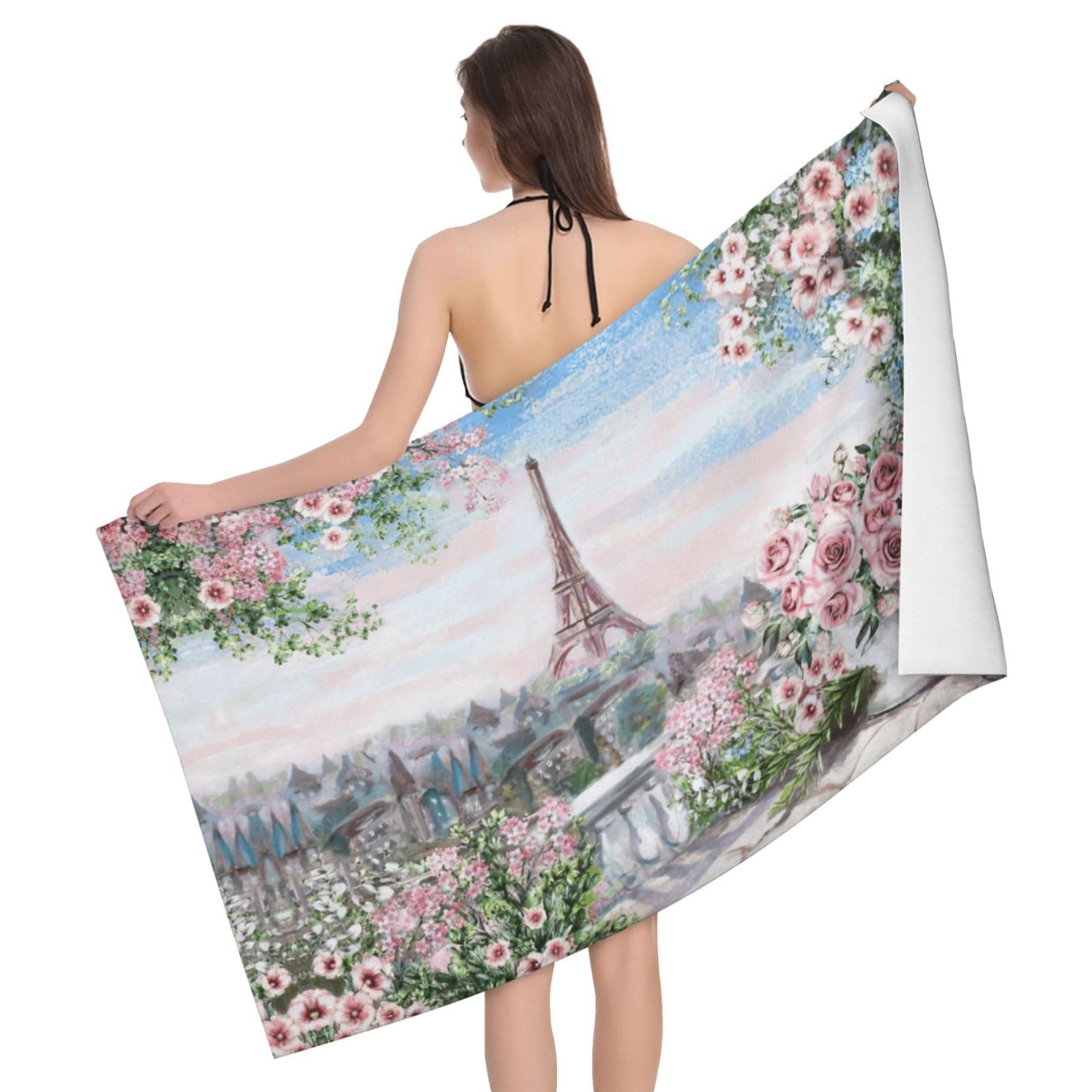 Serviette de bain microfibre Tour Eiffel Paris 81x132 cm imprimée pour douche
