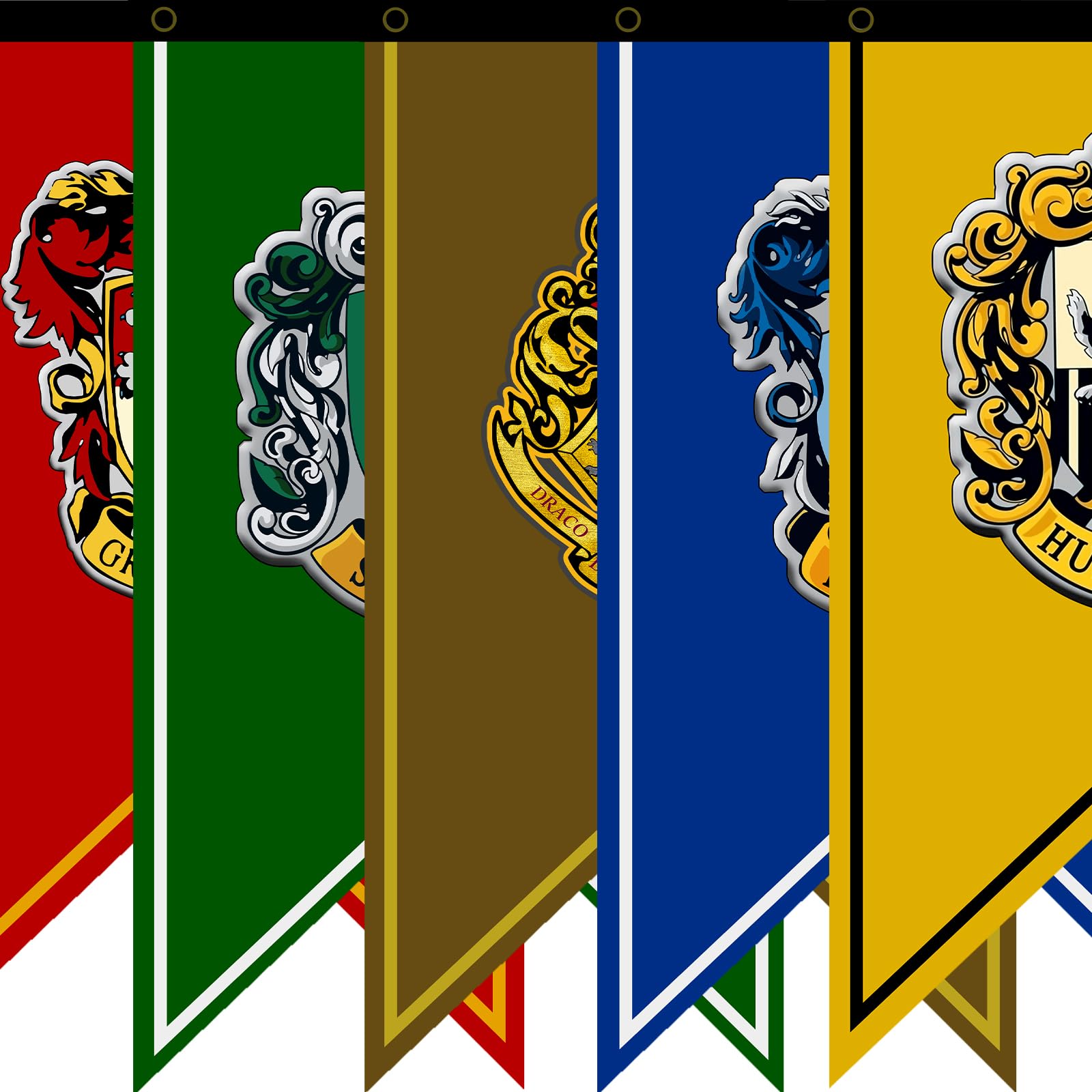 House Wall Banner, College Logo Flags Wall Decals Magical Wizard School Party Decoration, Ultra Premium Indoor Outdoor Party Yard Flag 20" x 12" (5 Piece Set)