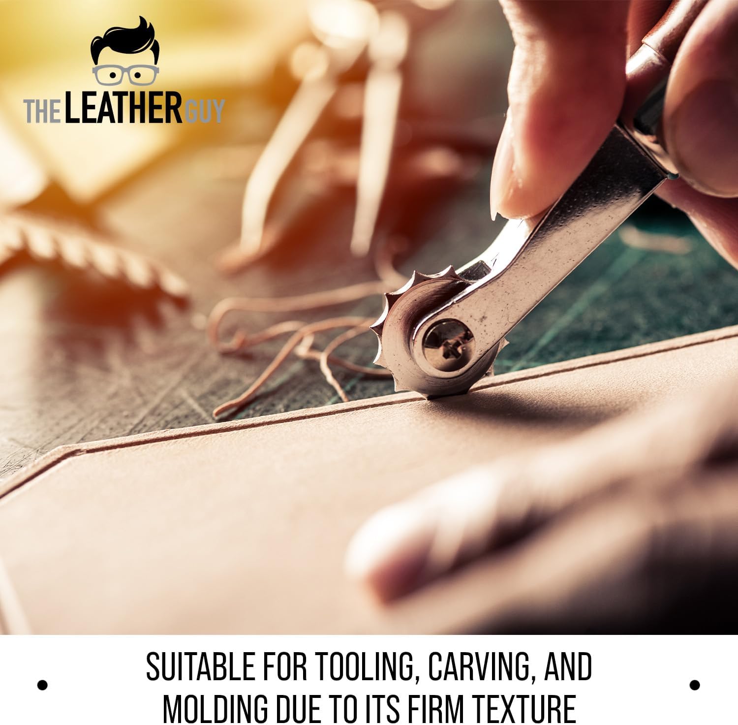 The Leather Guy - Vegetable Tanned Cowhide Leather for Leatherworking and Tooling, Pre-Cut 12x12 Inches, Natural Color for Easy Dyeing, 9-10 oz Thickness (3.6-4mm)