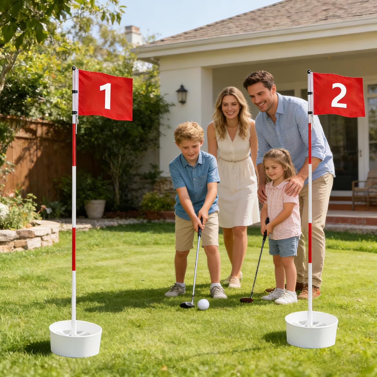 Golf Flagstick and Flag - Portable 5-Section Putting Green Flagstick with Hole Cup | Practice Equipment for Driving Range, Country Club, Beginners, Professionals, Enthusiasts for Indoor, Backyard,