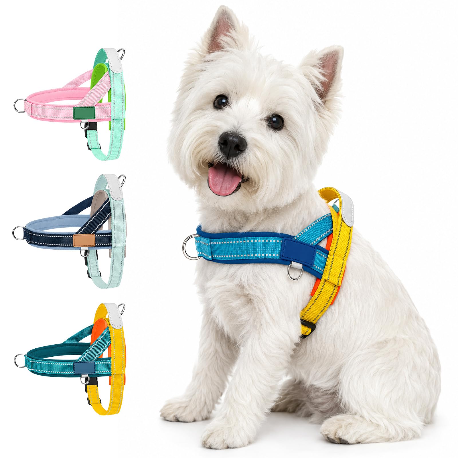 No Pull Dog Harness with Handle, Dog Harness for Small Dogs, Yellow-Blue XS