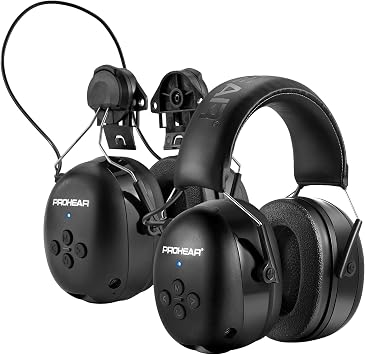 PROHEAR 037 Bluetooth 5.0 Hearing Protection Headphones with Rechargeable 1100mAh Battery 037 Hard Hat Attachment
