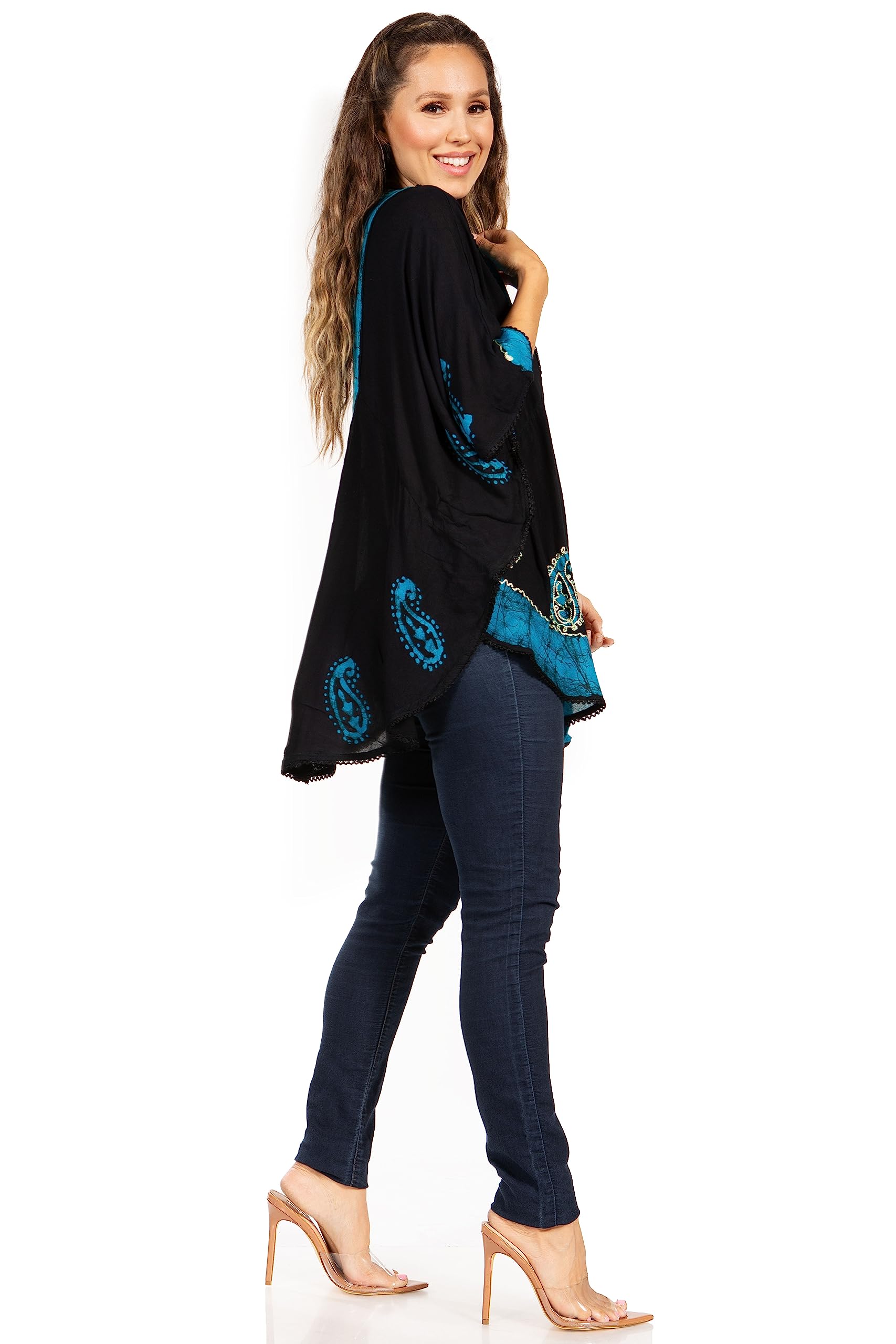 Sakkas Amori V-Ausschnitt Stickerei Poncho Top/vertuschen
