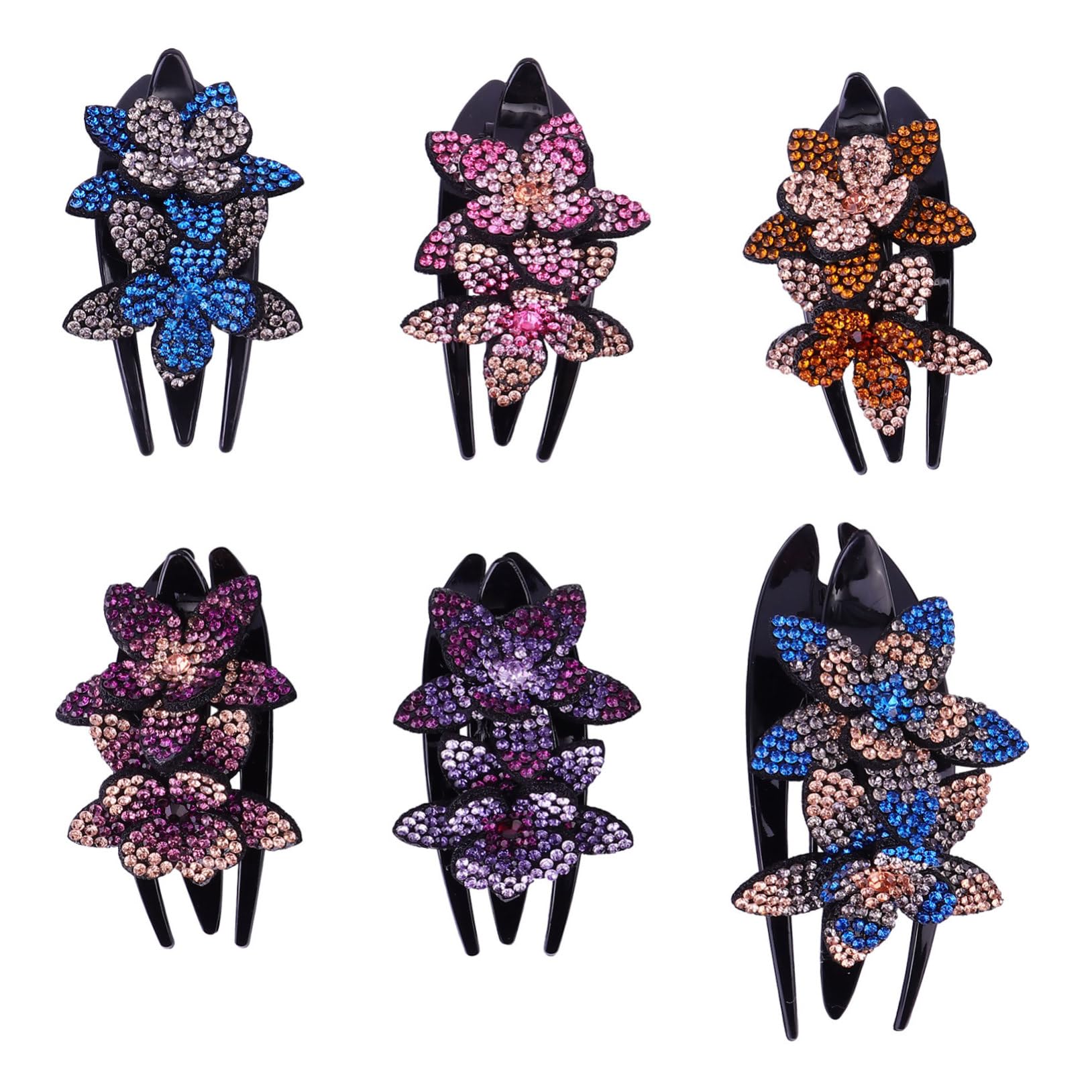 Healeved 6Pezzi Fermaglio Denti Becco Anatra con Clip Floreali Eleganti per Matrimonio e Feste Accessori per per Donne e Ragazze Design Raffinato e