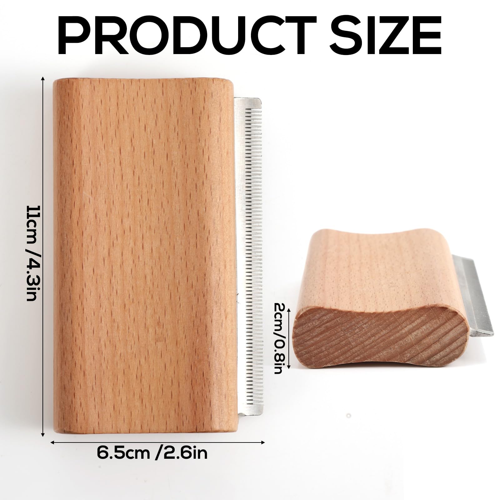 Drewniana Szczotka Usuwania Podszerstka, 11cm Ergonomiczne Narzędzie Pielęgnacji Delikatny Grzebień do Usuwania Sierści Krótkiej i Długiej Akcesoria do Pielęgnacji Psów Kotów i Koni