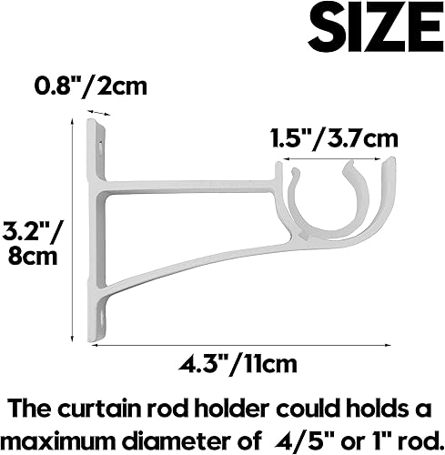Miniatura 9 de AddGrace Paquete de 4 soportes de barra de cortina dobles para cortinas de aleación de aluminio resistentes