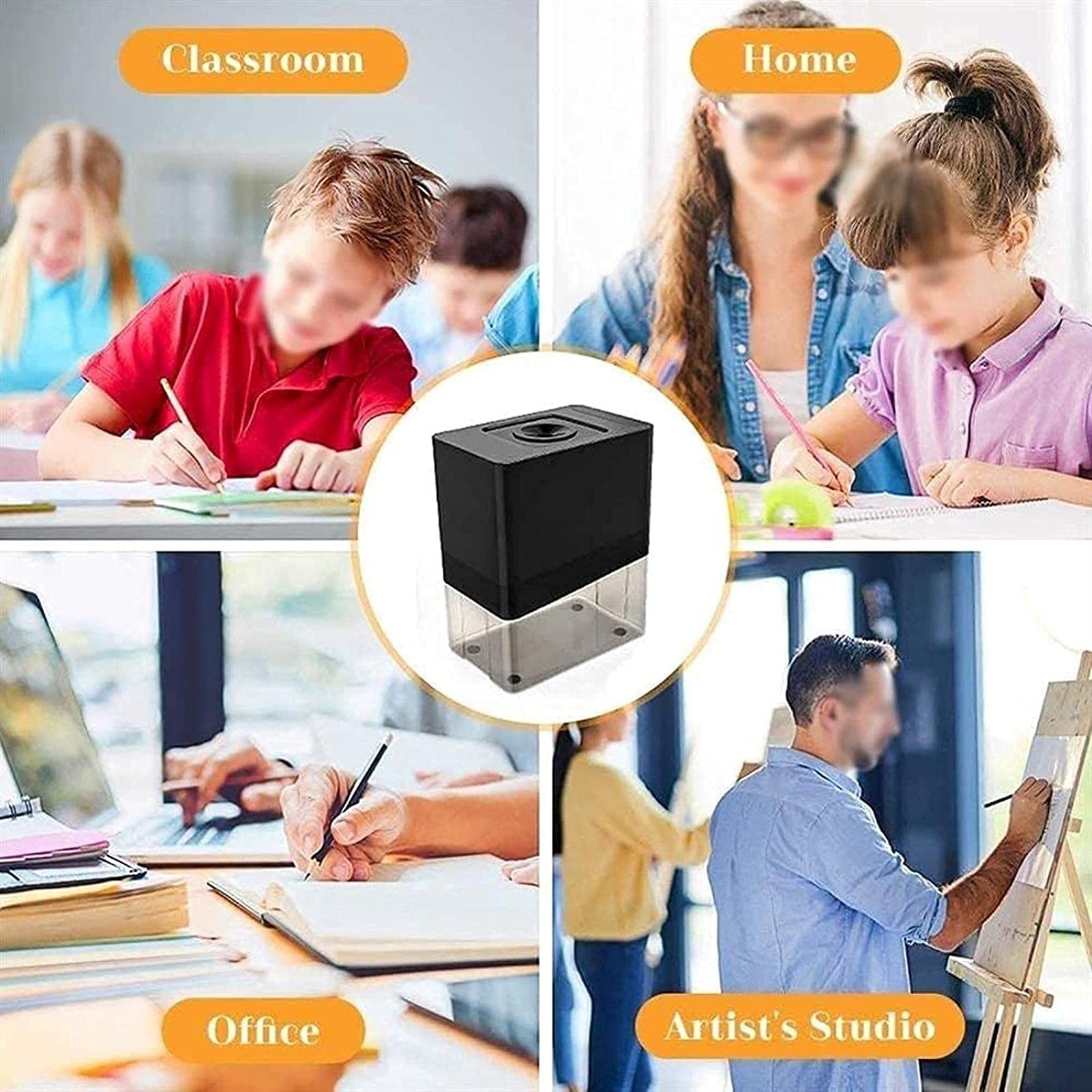 Elektryczna temperówka, w pełni automatyczna temperówka, automatyczne zatrzymanie, do ołówków nr 2/kolorowych, odpowiednia do domu, szkoły, biura, studia artystycznego