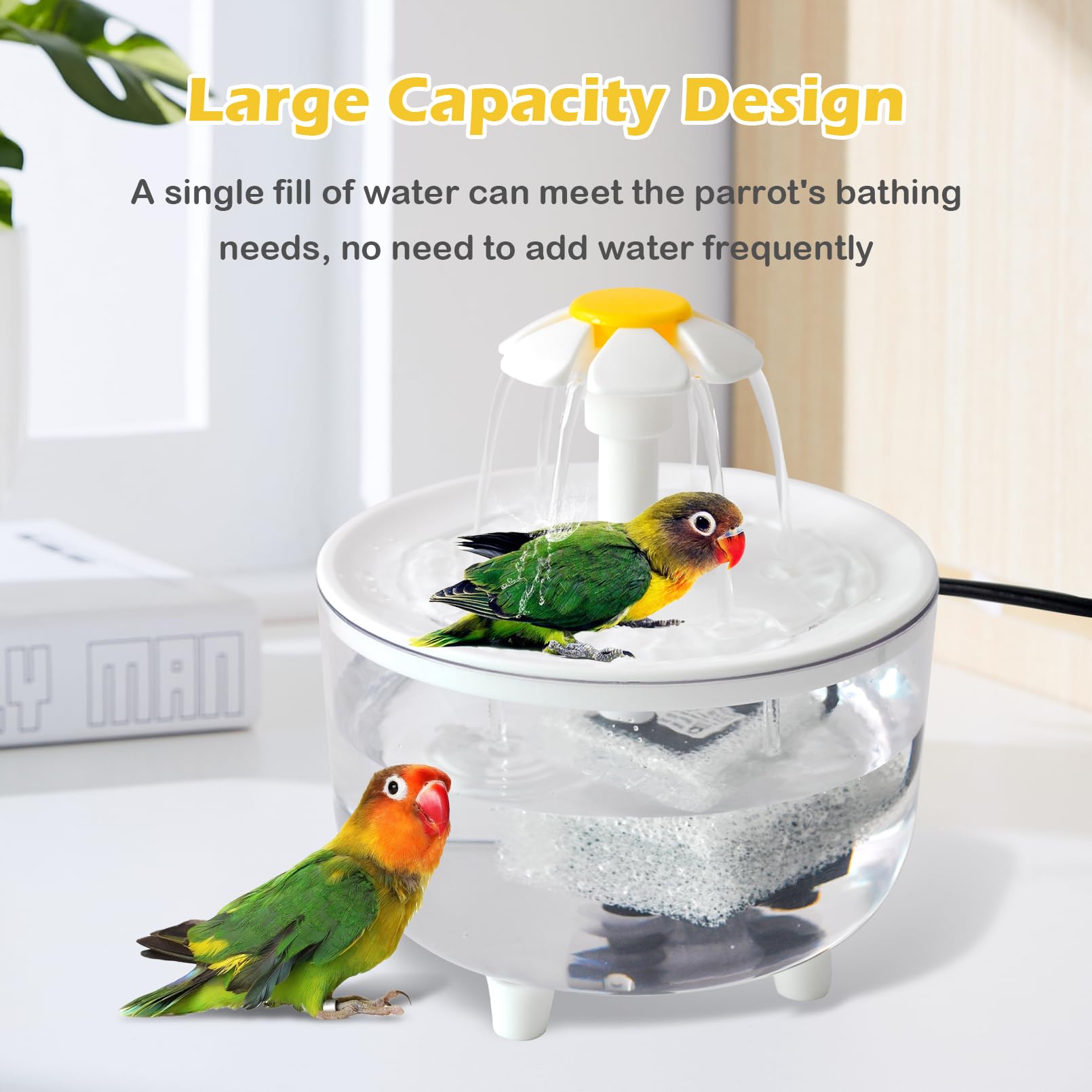 Automatic Parrot Bath,Bird Bathing with Fountains Circulating Filter Cage Cockatiel Bath with Pump Bird Bath Shower for Indoor Parakeets Budgie Cockatiels Small Feathered Pet - image 3