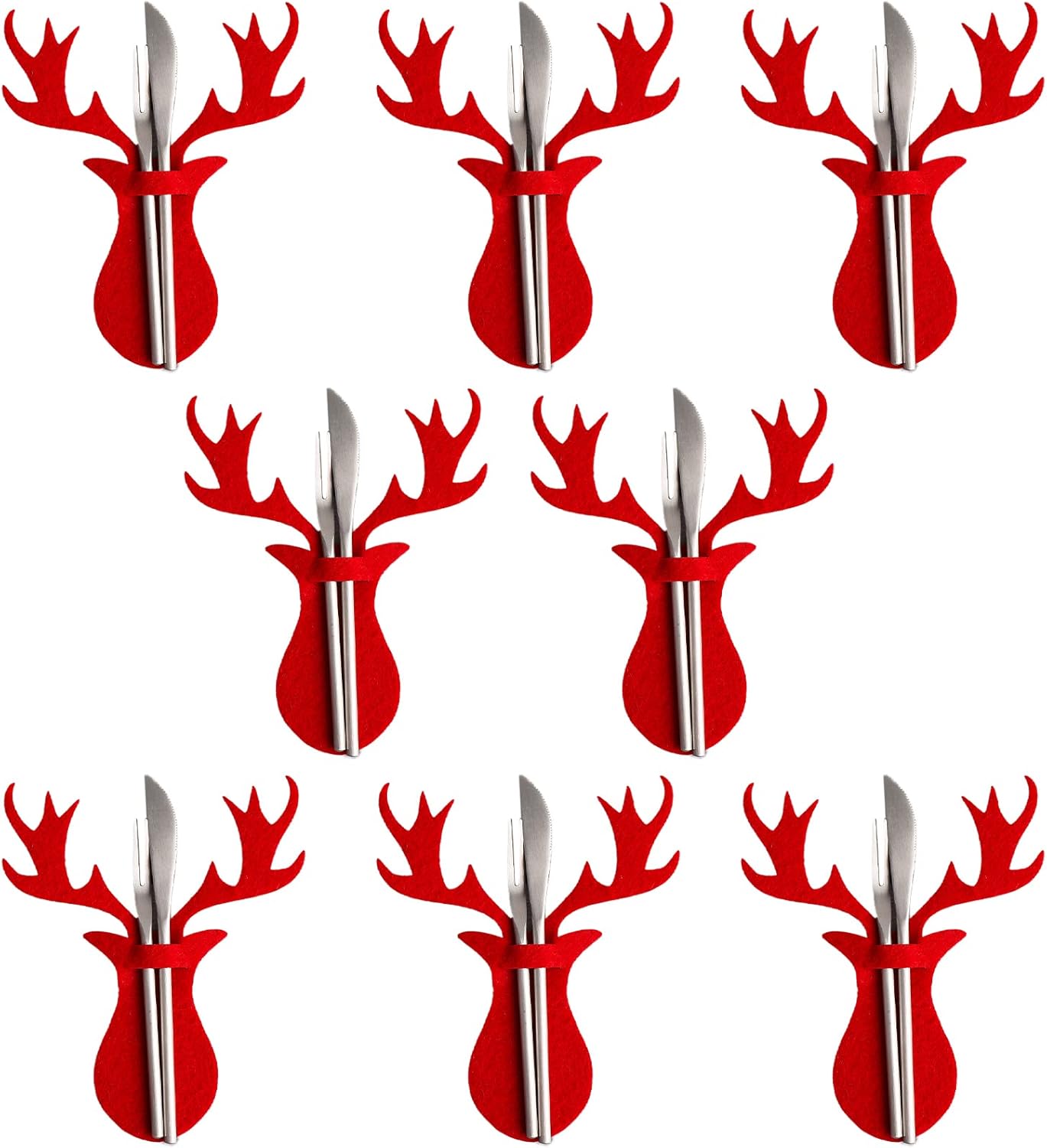 cobee Christmas Cutlery Holders, 8 Pcs Xmas Mini Elk