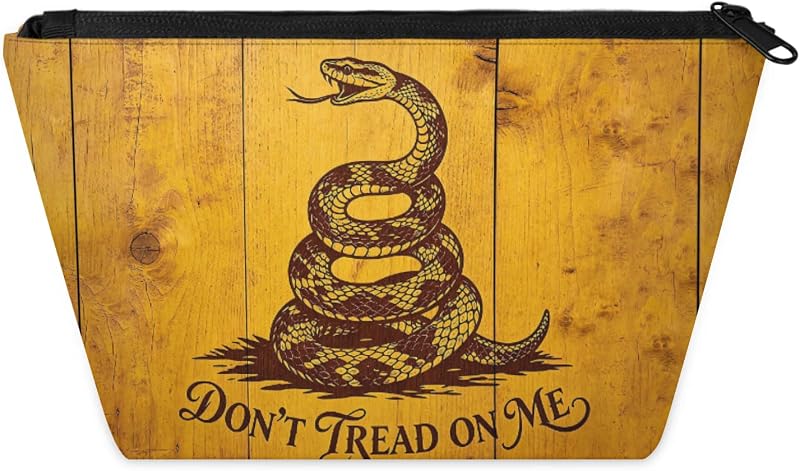 Necessaire de maquiagem KUYEHTAO Gadsden Flag com zíper, 20,07 x 8,51 x 13,49 cm, 1 unidade