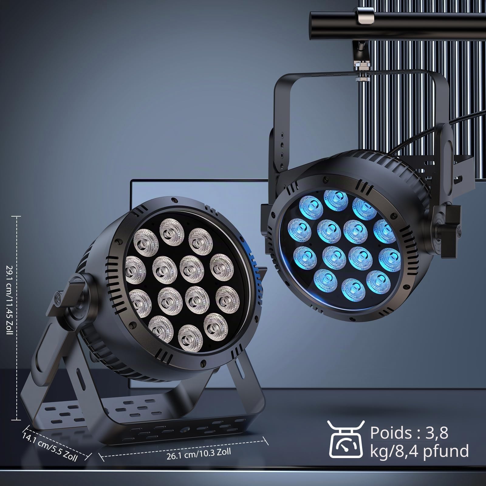 Erreyh 4PCS 210W Projecteur Par LED IP65, RGBW 14 LED Lumière de Scène Étanche, Contrôle D MX 4/9CH, Gradation 0-100% pour Jours de pluie DJ Show Concerts Spectacles et Éclairage Extérieur