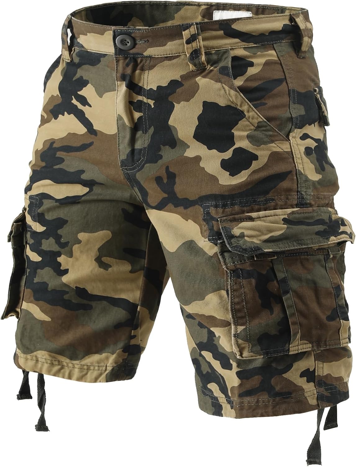 Men's Camo Cargo Shorts Cotton Casual Relaxed Fit Wild Outdoor Work Shorts for Men with Multi-Pockets