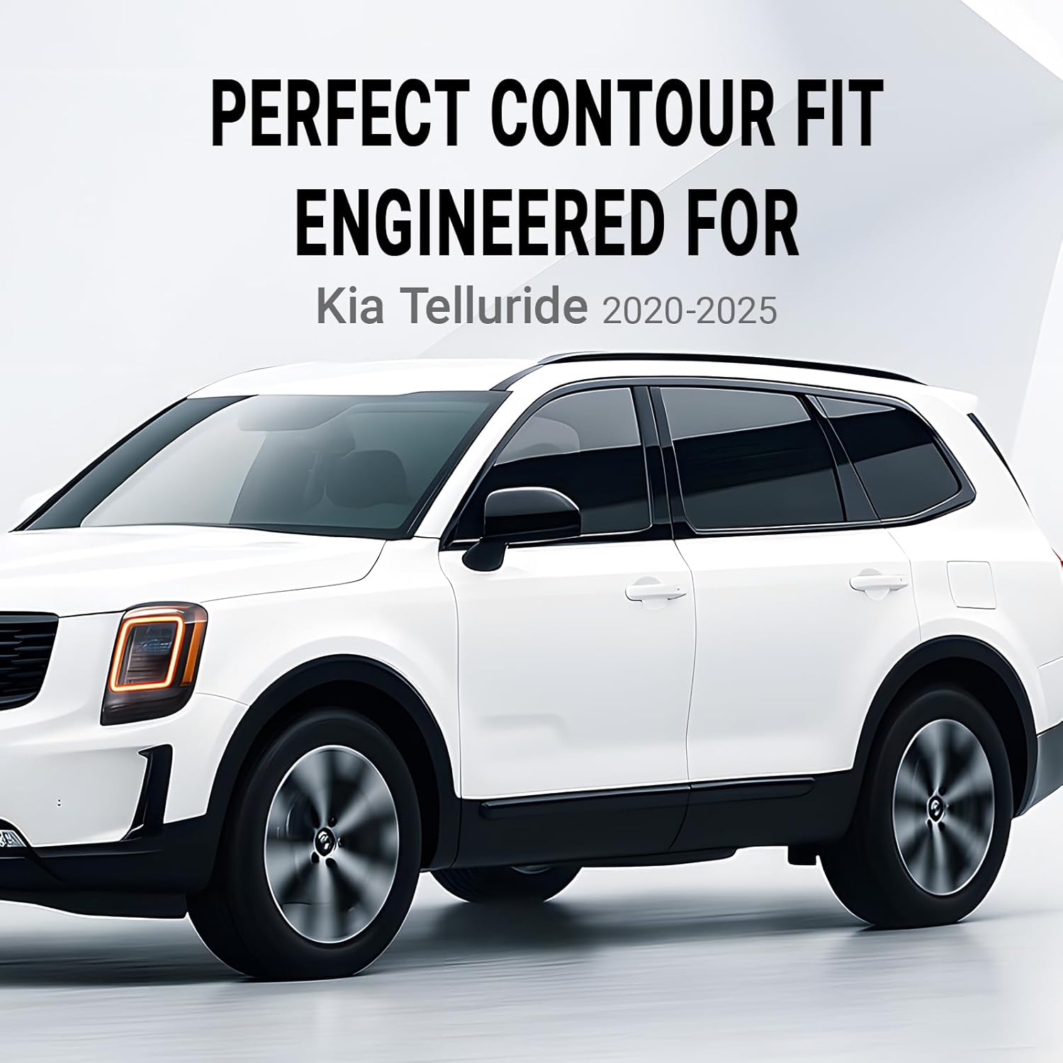Chrome Delete Vinyl Wrap Kit fit for 2020-2025 Kia Telluride Accessories Side Window Trim with Gloss Black Blackout Film