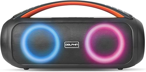 Miniatura 2 de Dolphin Altavoz Bluetooth LX-220 Boombox  Sonido fuerte y nítido  IPX5 impermeable con batería de larga duración y luces de anillo de fiesta para