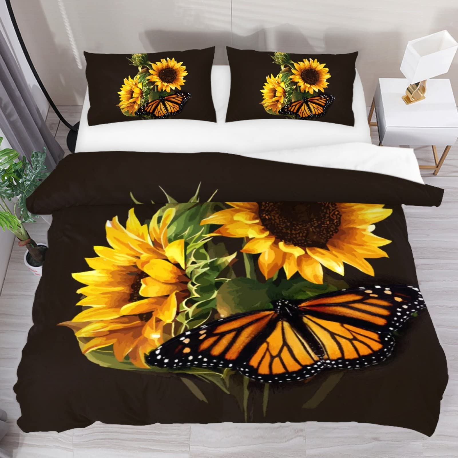 Amazon.com: Josid Sunflower and Butterfly Comforter Duvet Cover