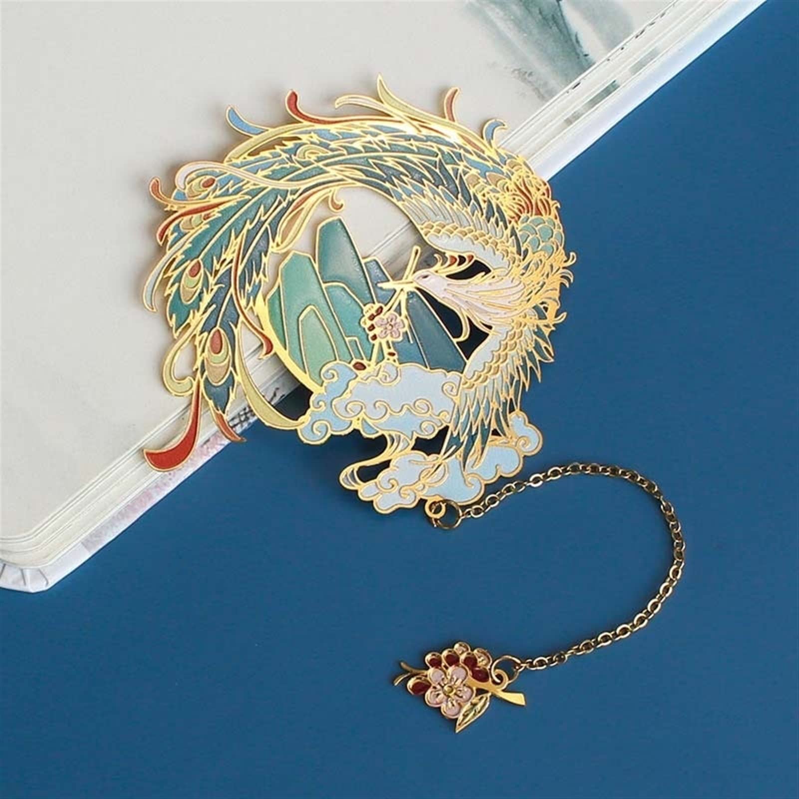 SUNESA Lesezeichen Retro Hollow Metal Lesezeichen kreative chinesische Art Kunst Schönheit Schüler Lehrer Lieferungen Buch Mark Office School Schreibwaren Buch Markierungen (Color : G)